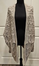 Express Cable Knit Beige Cardigan Women's Size Small Open Front Made In USA