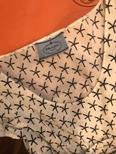 USED [RARE] PRADA ONE-PIECE BLOUSE IN WHITE AND NAVY WITH STARFISH PATTERN VER