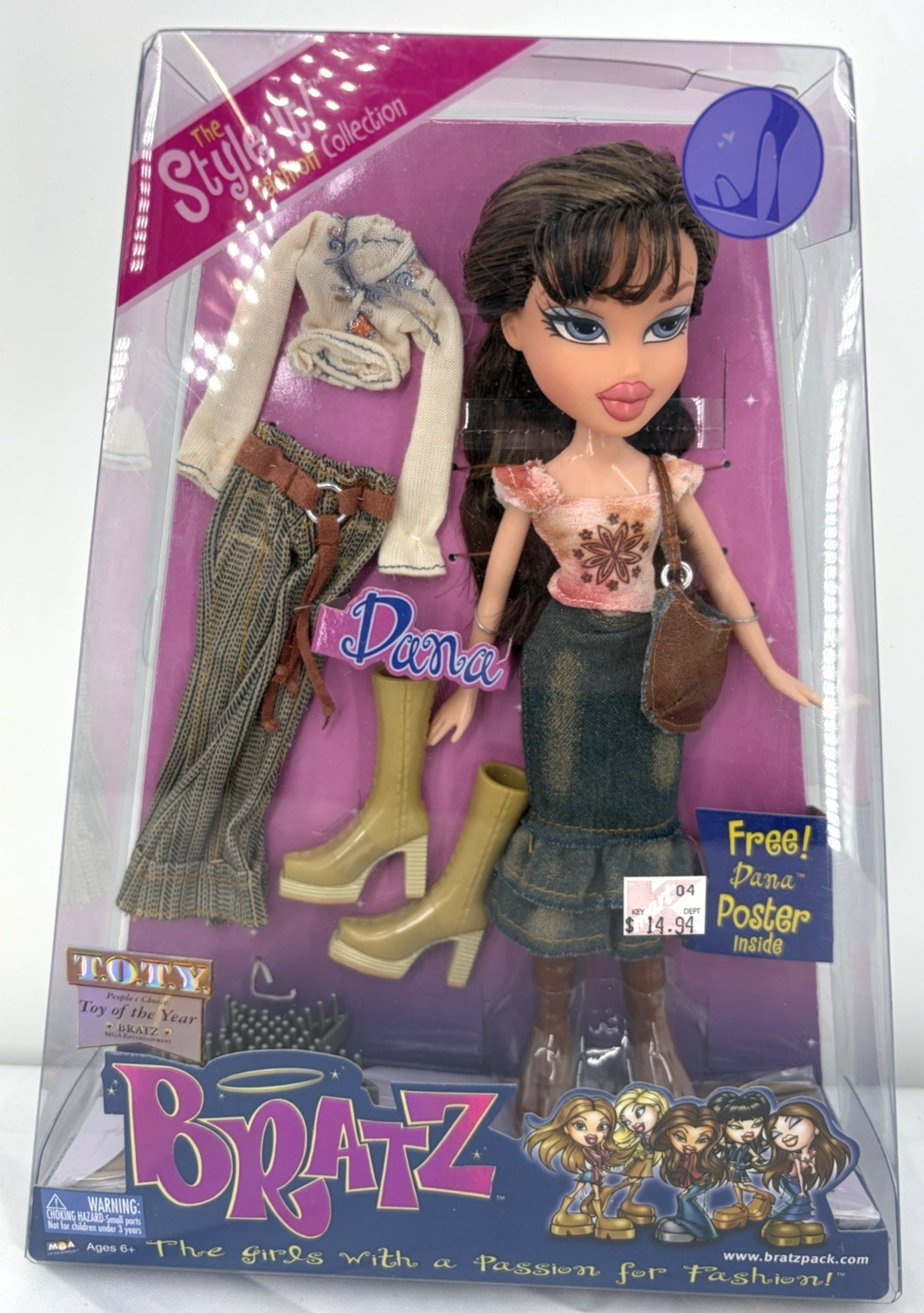 NEW Bratz Dana Style It! Fashion Collection Doll with Poster 2003 MGA #258315