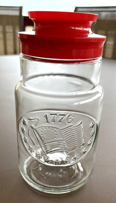 Anchor Hocking Bicentennial Glass Flag Canister Jar 1776 1976 Maxwell House