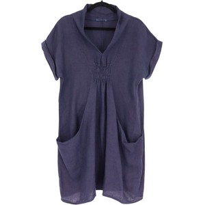 meo linen pocket dress Meo Meli 100% Linen Pocket Dress Cobalt Boho Minimalist Italy Short Sleeve