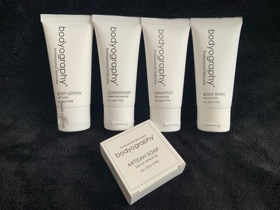 5x Bodyography Shampoo,Soap,Lotion,conditioner,Travel Toiletries,harrah s