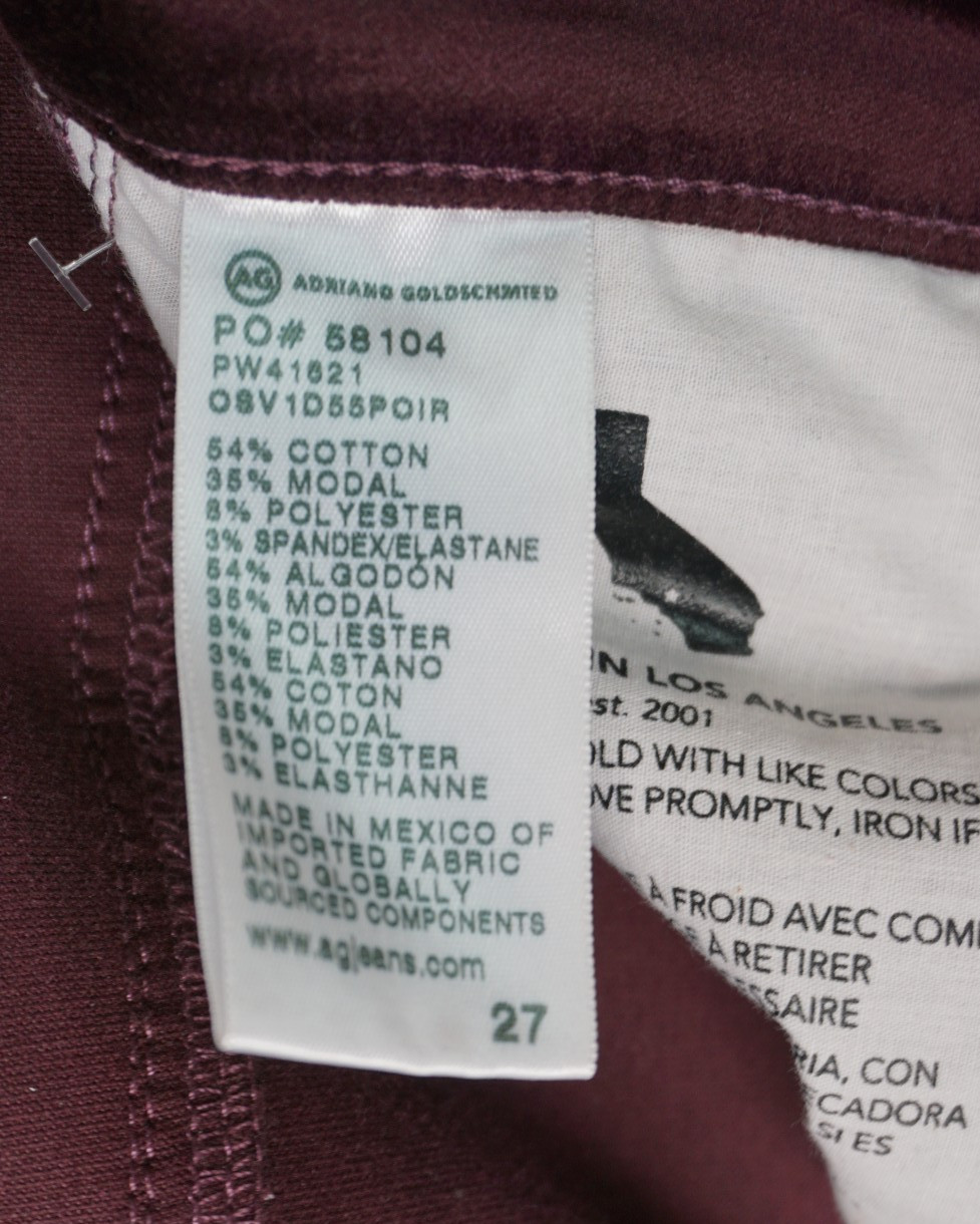 AG Women Pants Farrah Boot Crop Velvet Mid Rise Pants in Pinot Noir size 27 thumbnail 15