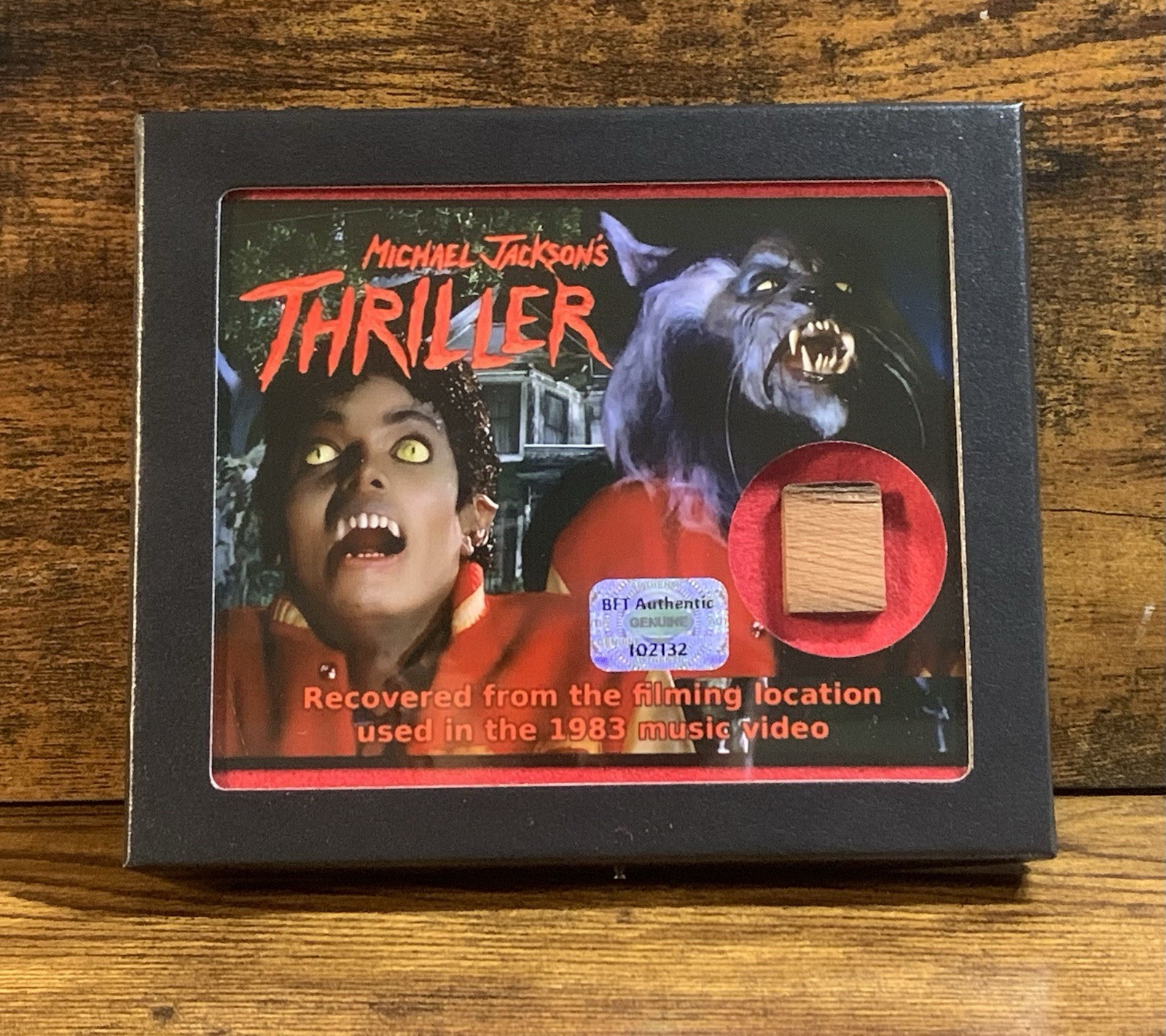 Michael Jackson Thriller Filming Location Wood Relic Display w/ COA