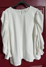 Rachel Parcell XL Ivory Romantic puff sleeve Cottagecore Career blouse Fairy