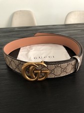 Gucci Belt Brown Monogram Thick Gold GG Size 30-33 - 105 Cm  Unisex