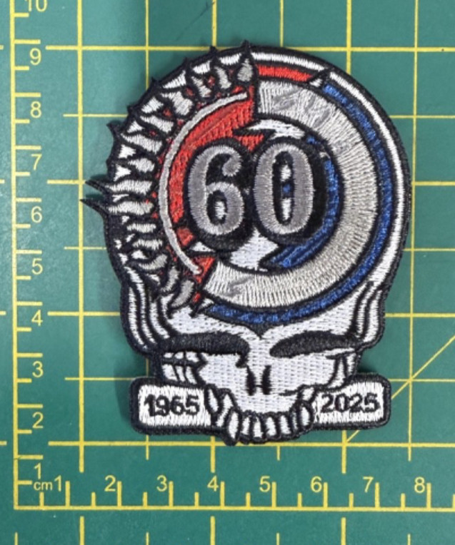 Grateful Dead 60th Skull Cut Out Shaped Woven Sew Or Iron On Patch Official.