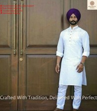 Mens Shirt Kurta Cotton Indian PunjabiClothing Dress Men Long Kurta With Pajama