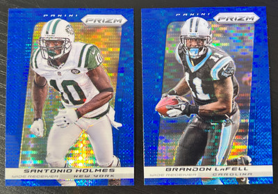 2 Card Lot 2013 Panini Prizm Blue Pulsar Prizms Santonio Holmes, Brandon LaFell