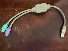 6-Pin Mini DIN PS/2 To USB Adapter For Keyboard And Mouse Combination