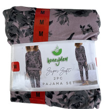 M Honeydew Women's 2 Piece Super Soft Pajama Set Medium Amethyst Floral Purple
