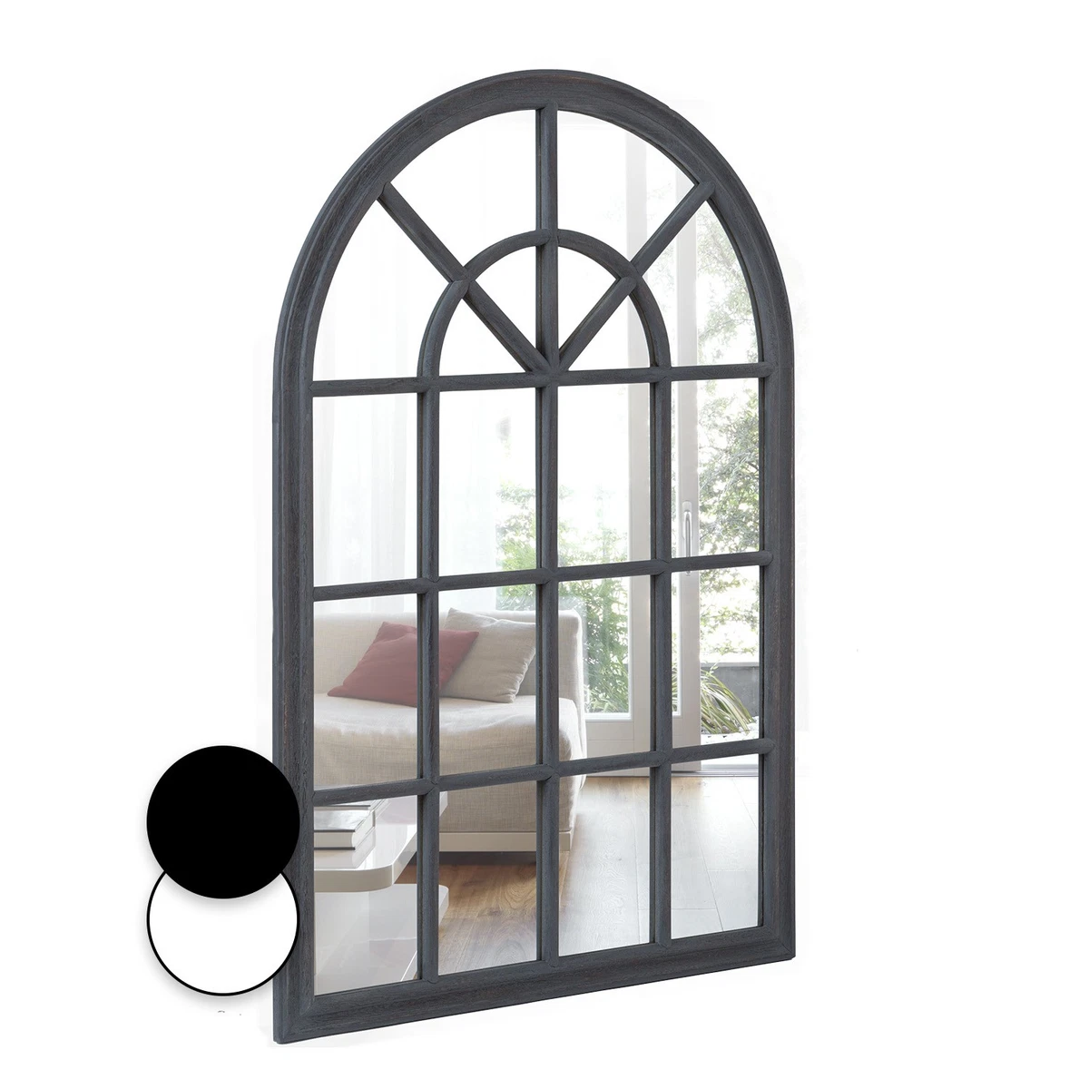 PAIHOME Specchio antico dorato da parete, 48 x 76 cm, grande specchio ad arco in ottone decorativo vintage per bagno, specchio barocco ornato, cornice in metallo, da appendere verticalmente o