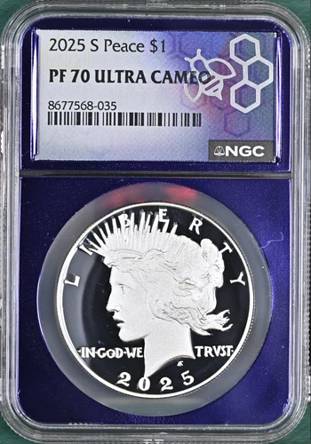 2025 S Proof Morgan and Peace Silver Dollar Set ~ NGC PF70UC ~ Purple TraderBea