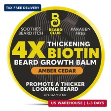 The Beard Club Biotin Beard Balm for Men - Beard Growth Shea Butter with Castor 