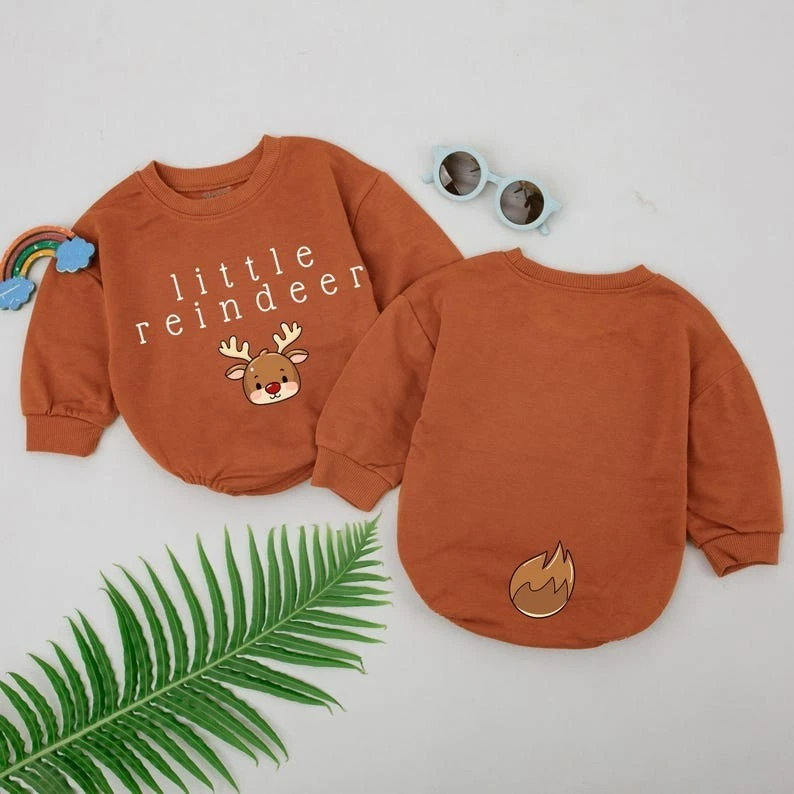 Discover Little Reindeer Baby Romper, 1st Christmas Reindeer Romper, Baby Shower Gift