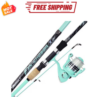 Okuma Fin Chaser X Spinning Fishing Rod Reel Combo 7 Foot Sea Foam