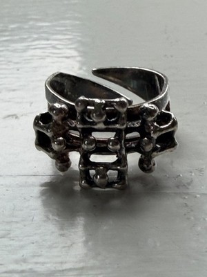 Else & Paul Hughes Sterling Silver Ring Norway vtg Brutalist organic 3019
