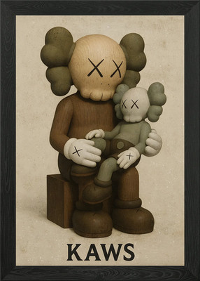 KAWS Begleiter Skulptur mit Kind gerahmt Wandbild Poster Leinwanddruck Bild