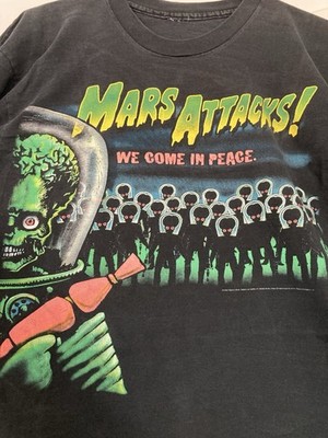 MARS ATTACKS LONG SLEEVE SHIRT 1996 VTG 90S TIM BURTON ALIENS