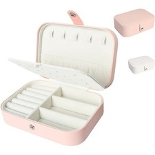 Travel Jewelry Organizer Case - Compact Portable Jewelry Box with Necklace Hooks