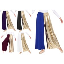 Women Trousers Liturgical Dancewear Shiny Long Pants Praise Dance Performance