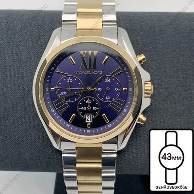 Michael Kors MK5976 Unisex Uhr Bradshaw Bicolor Blau Gehäuse Edelstahl Analogue