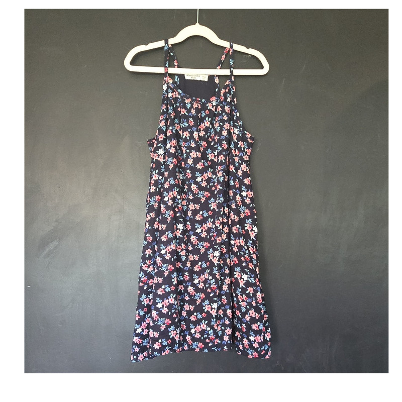 Abercrombie Kids Girls Sundress Floral Navy Sleeveless Knee Length 11/12