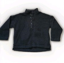 Aerie Black Sherpa Pullover Snap Neck Fleece Sweatshirt Pullover Womens M EUC