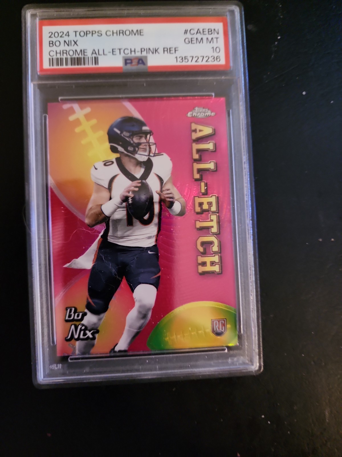 Bo Nix Topps Chrome All-Etch #CAEBN Pink Refractor