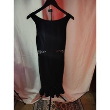 Lulus Black Cocktail Dress Lace Trim Flounce Hem Sleeveless Party Small