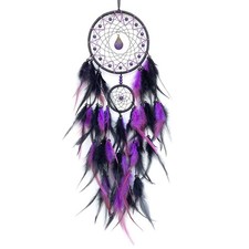 Black and Purple Dream Catcher Wall Decor Feather Dream Catchers with Pendant...