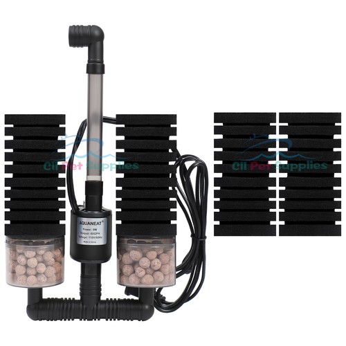AQUANEAT Aquarium Sponge Filter for Fish Tank, with Pump, with 2 Extra Sponges