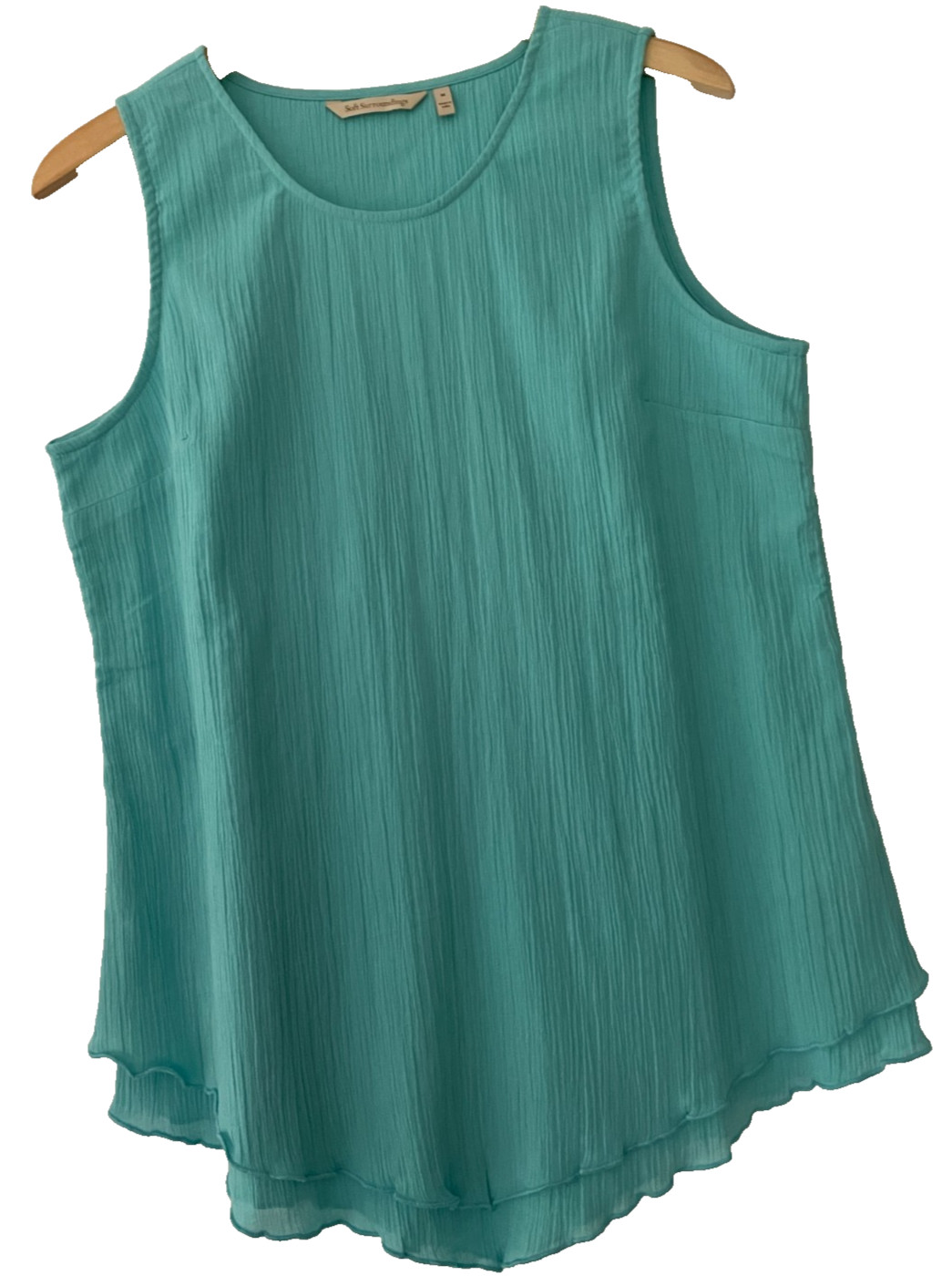 Soft Surroundings Size M Siesta Key Tank Top Gauze Cotton AqUA COasTaL NWOT