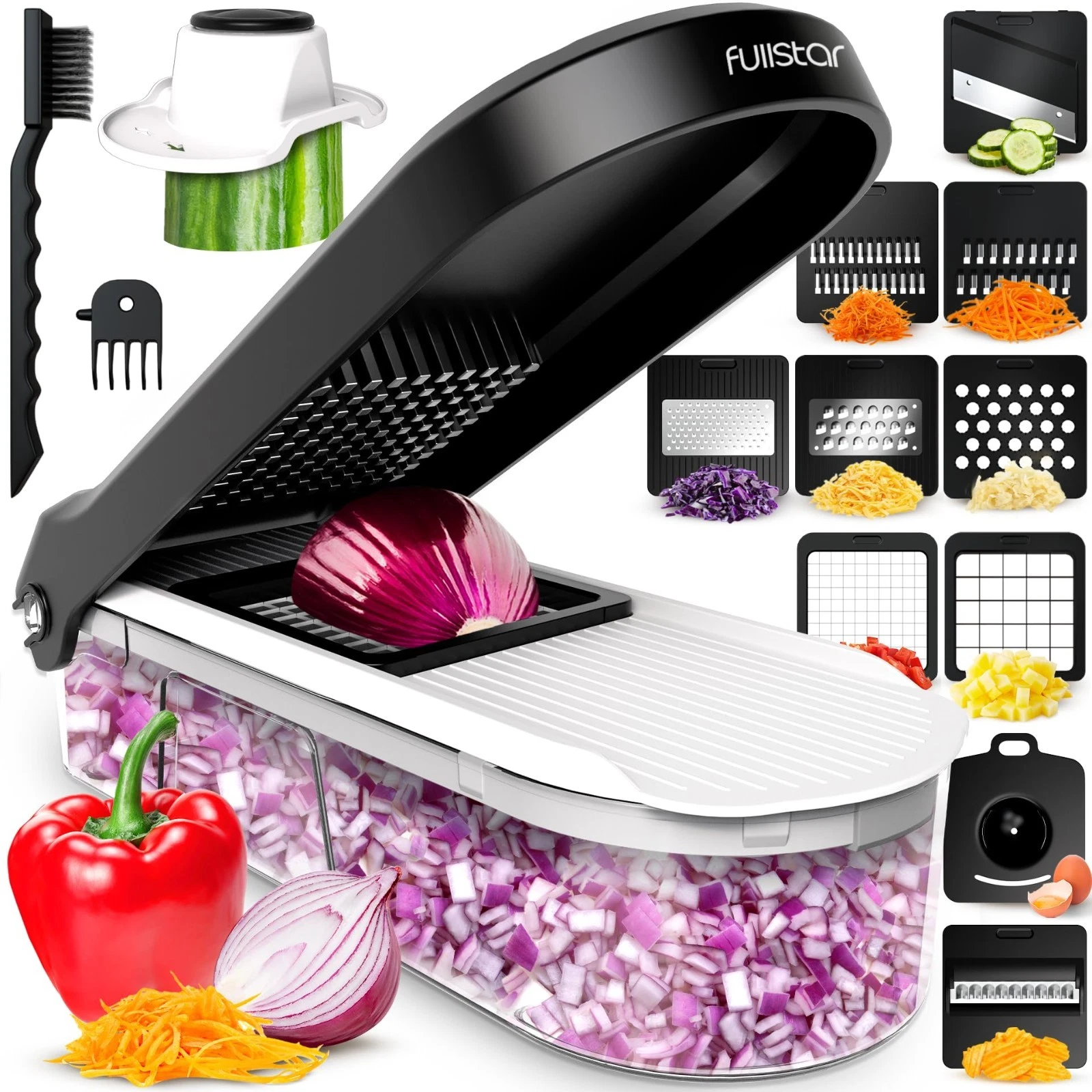 10 in 1 Vegetable Chopper Mandoline Slicer Onion Cutter Dicer Compact White