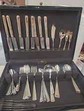 Vintage National Silver Company Sliver plate Silverware 62 Pcs Reed Barton Case