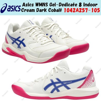 Asics WMNS Gel-Dedicate 8 Indoor Cream Dark Cobalt 1042A257-105 Women's Size