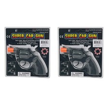 8 Ring Shot Cap Gun Black Novelty Police Pistol Revolver - Plastic - 2 Packs