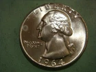 1964 D Washington Quarter - Beautiful Uncirculated, actual coin in photo
