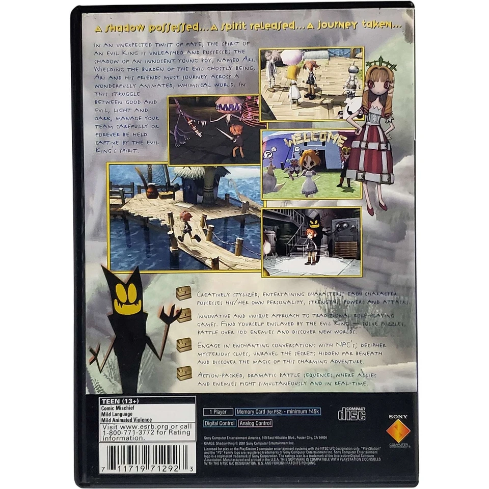 (arte de portada ondulada) Okage Shadow King - Sony Playstation 2 PS2 probado auténtico Foto 2 de 4