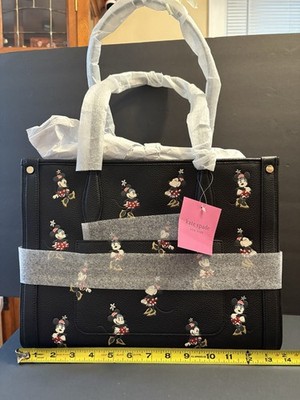 DISNEY X Kate Spade Minnie Mouse Black Leather Medium Market Tote Macy s NEW