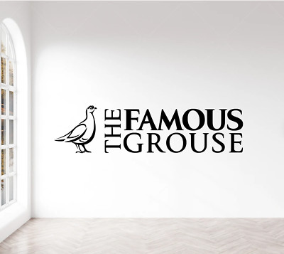 FAMOUS GROUSE Wandaufkleber UK VERKÄUFER Kunstaufkleber Wandbild schwarz rot