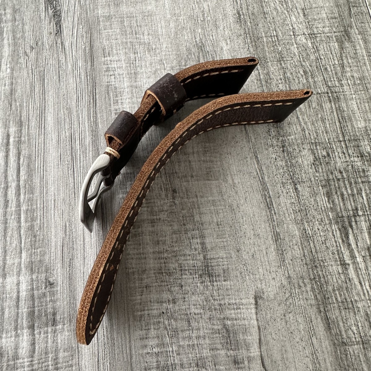 Bracelet Montre Déploiement Marron Cuir Grainé 24mm Pour Panerai 44mm – Neuf Sans étiquette