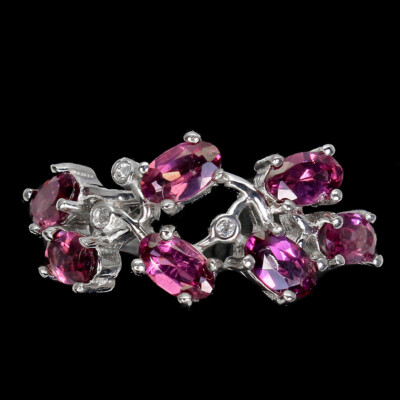 925 Sterlingsilber Oval Rhodolit Granat 5x3mm Cz Ringgröße 9.5