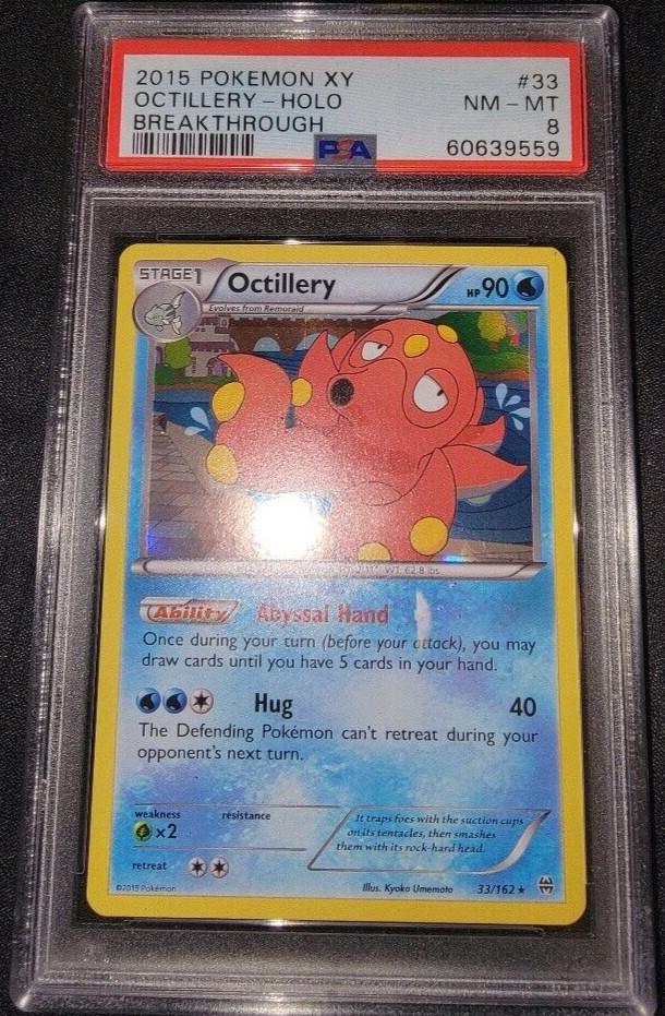 Holo Foil Octillery # 33/162 XY: Breakthrough Set Pokemon Cards PSA 8 NM-MT