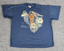 Vintage HEF-T Tee Jays Mens XL Blue Spirit Brothers Single Stitch USA Made Shirt