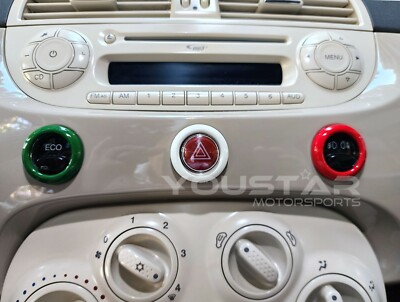 FIAT 500 ABARTH NEU GLÄNZEND ITALIEN 3 X KNOPF RINGABDECKUNGEN VERKLEIDUNG