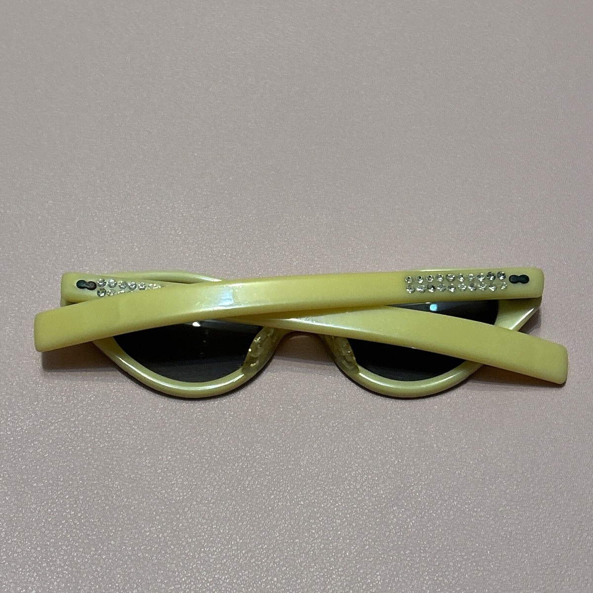 Vintage 50s Cream with Rhinestone Embellishment Cat eye Sunglasses by Grantly Vintage Circa 1950s Fosta-Grantly Women main image 4