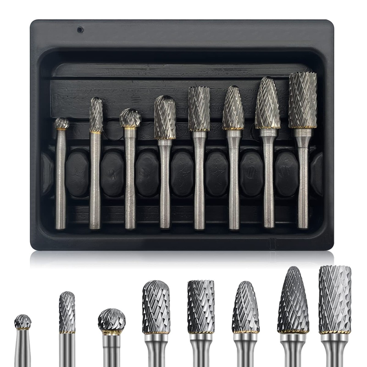 Deburring Tool 10 Pcs 1/4 Carbide Burr Set 1/4 Shank Die Grinder Bits ...