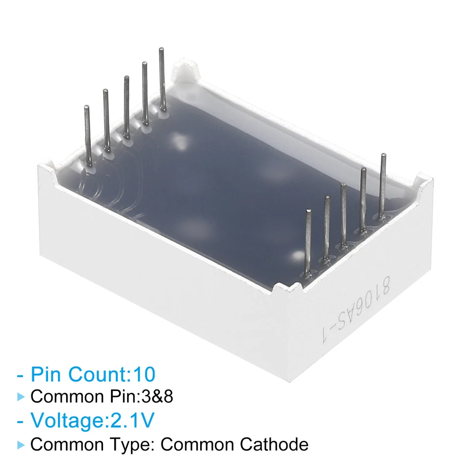 20x LED Anzeige Digitale Röhre 10Pin 1Bit 0.8"x1.1"x0.4" Common Kathode 2.1V Rot - Bild 4 von 4
