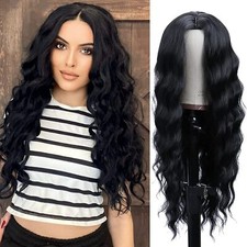 18inch Synthetic Curly Wigs for Women Long Black Wave Wigs for Daily Party Use